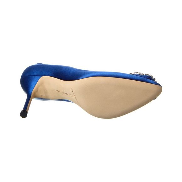 Manolo Blahnik Hangisi 90 Satin Pump, Blue - Picture 4 of 5